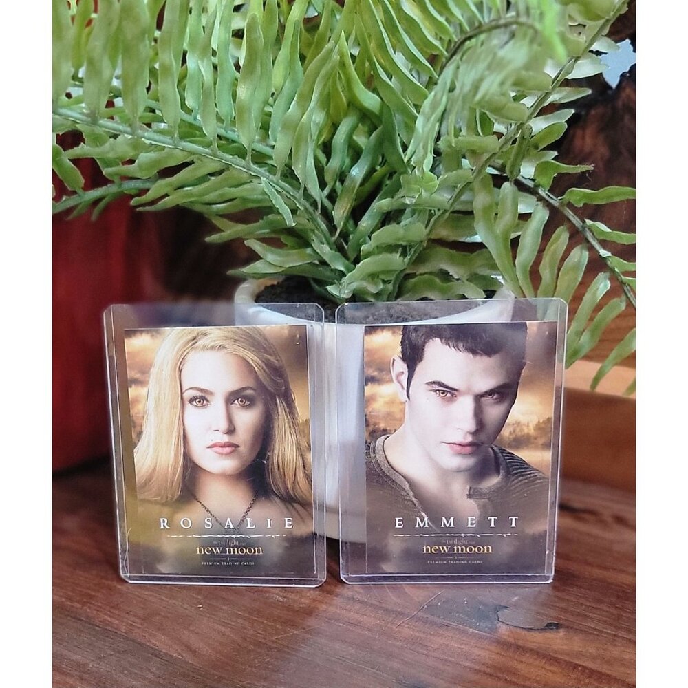 Collectible Rosalie and Emmett New Moon Trading Cards with Protective Sheaths